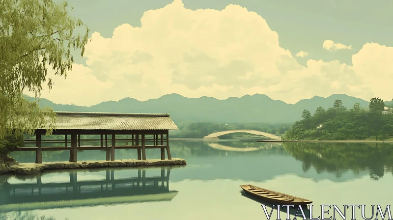 AI ART Still Waters: A Lakeside Retreat