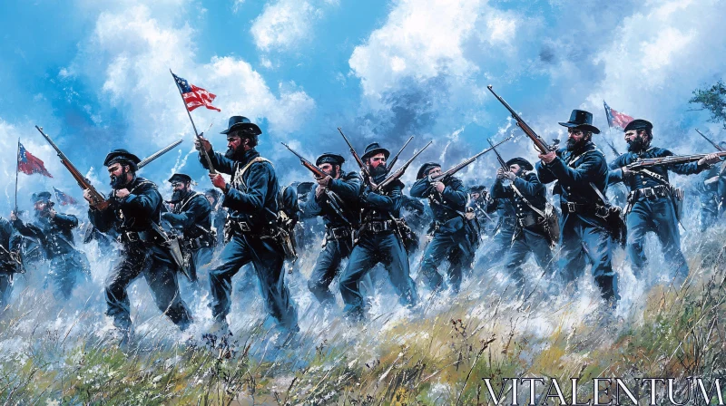 American Civil War Battle Scene AI Image