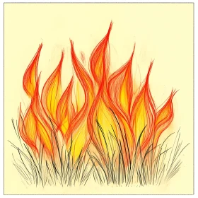 Flames Rising from Ground Drawing