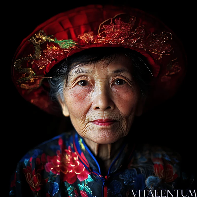 Elderly Woman in Traditional Attire AI Image