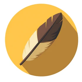 Stylized Feather with Golden Orb Backdrop