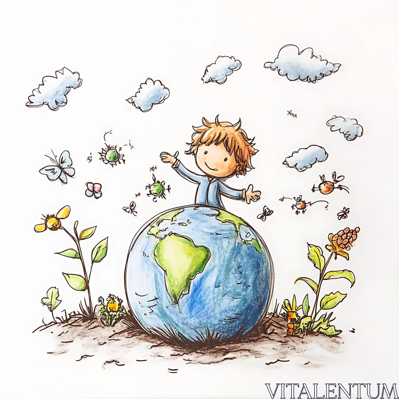 AI ART Whimsical Earth Day Child Artwork