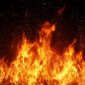 Fiery Blaze with Scattered Embers