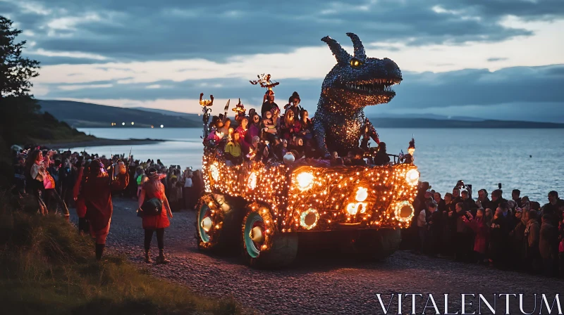 AI ART Festive Dragon Float at Dusk