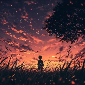 Contemplative Sunset Scene
