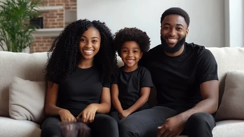 Smiling Family Portrait on Couch