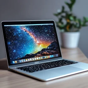 Galaxy Wallpaper Displayed on Modern Laptop