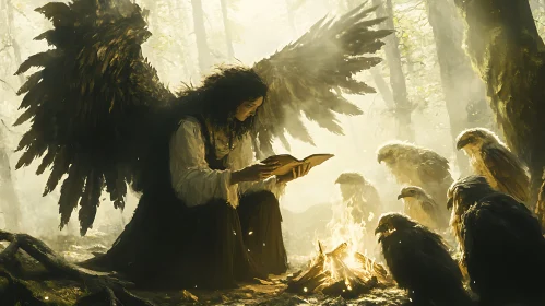 Winged Reader by Campfire