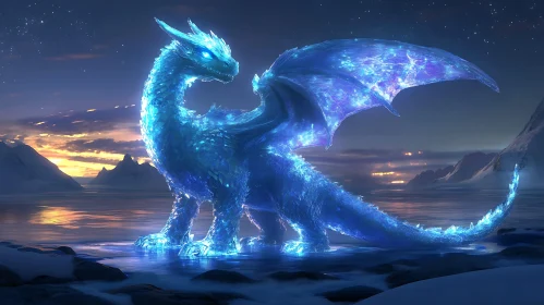 Frozen Dragon in Snowy Mountains