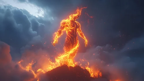 Mythical Fire Entity in the Clouds
