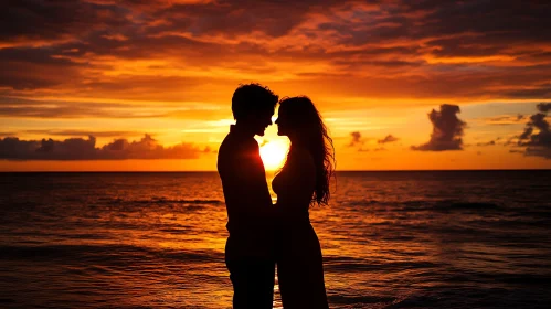 Sunset Silhouette: A Couple's Romantic Moment