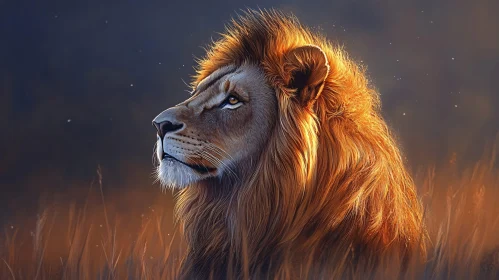 Golden Mane Lion Portrait