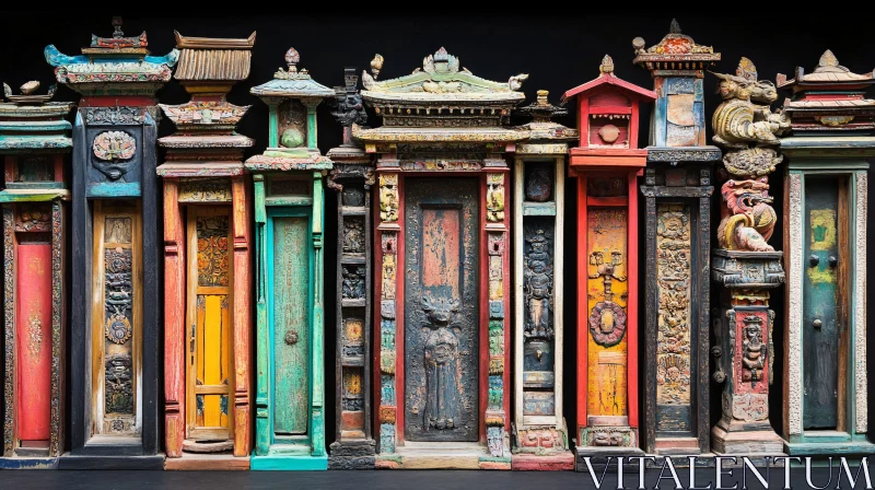 AI ART Row of Intricately Designed Sculptural Doors