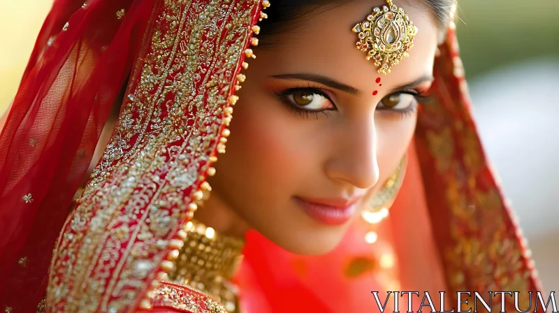 Portrait of a Beautiful Indian Bride AI Image