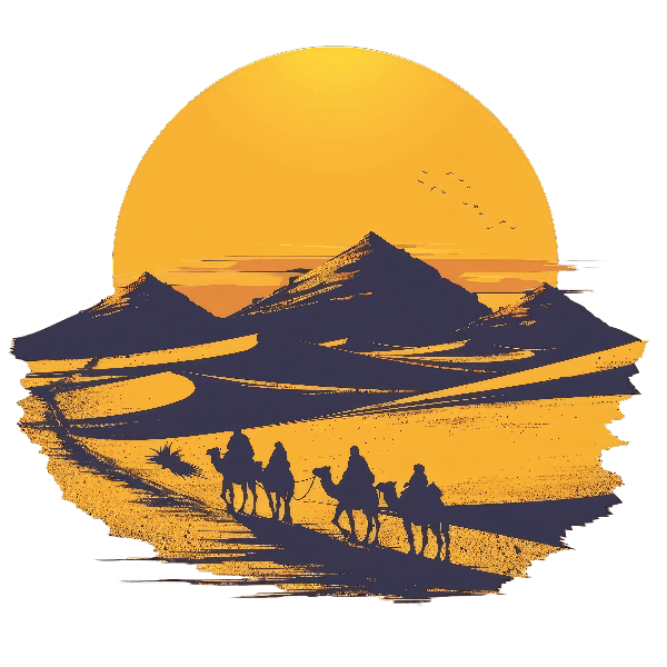 Golden Desert Camels T-Shirt Design POD Design