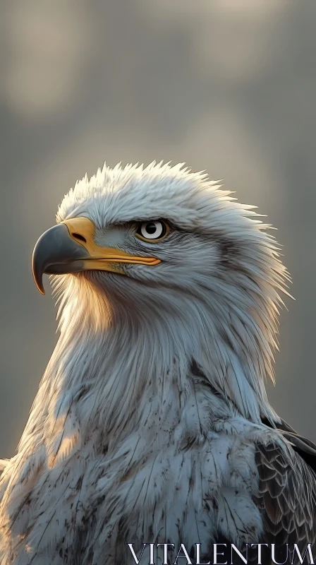 AI ART Eagle Close-Up with Sunlit Feathers