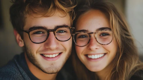 Smiling Couple Wearing Glasses