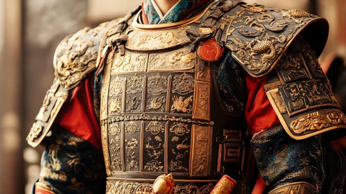 Detailed Antique Gold Plated Armor