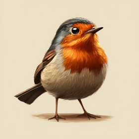 Charming Robin Illustration Bird Artwork