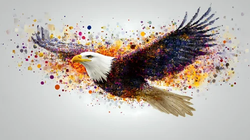 Colorful Pixelated Eagle Art