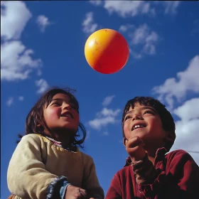 Kids Gazing at Floating Ball