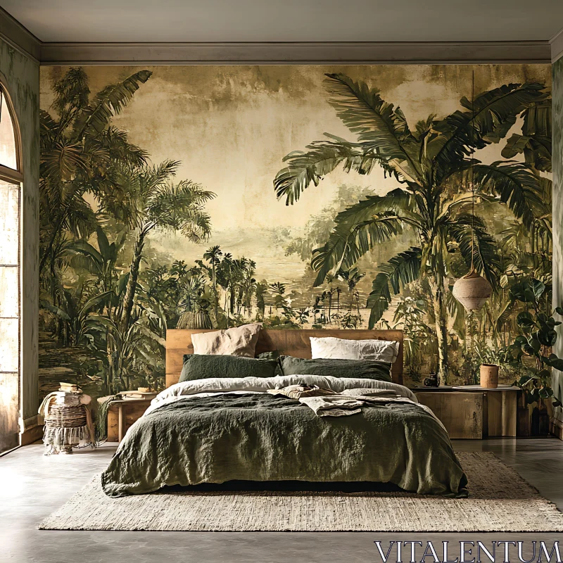 Tropical Themed Bedroom Decor AI Image