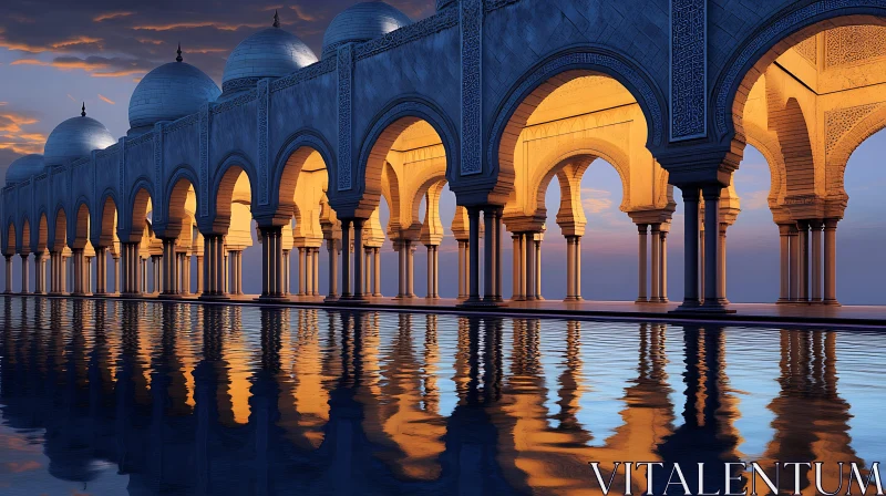 AI ART Islamic Architecture Mirrored in Water