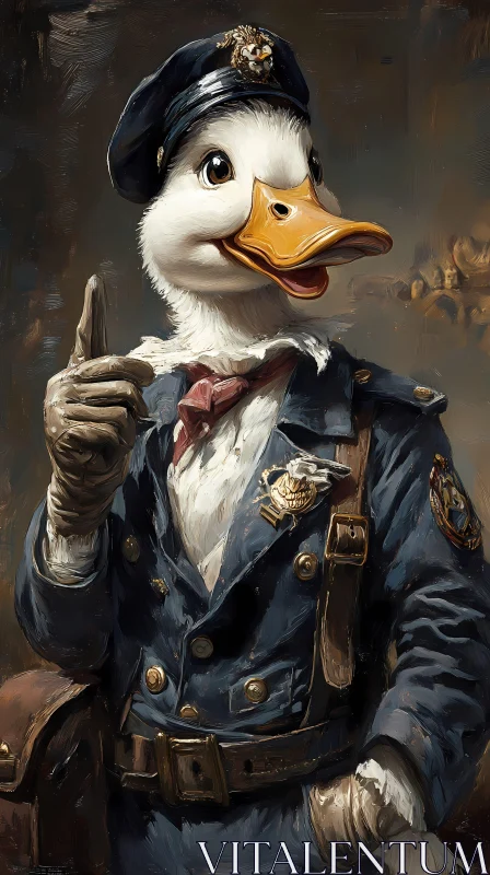 Artistic Duck in Uniform AI Image