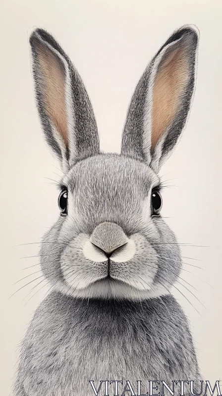 Serene Close-Up of a Gray Rabbit AI Image