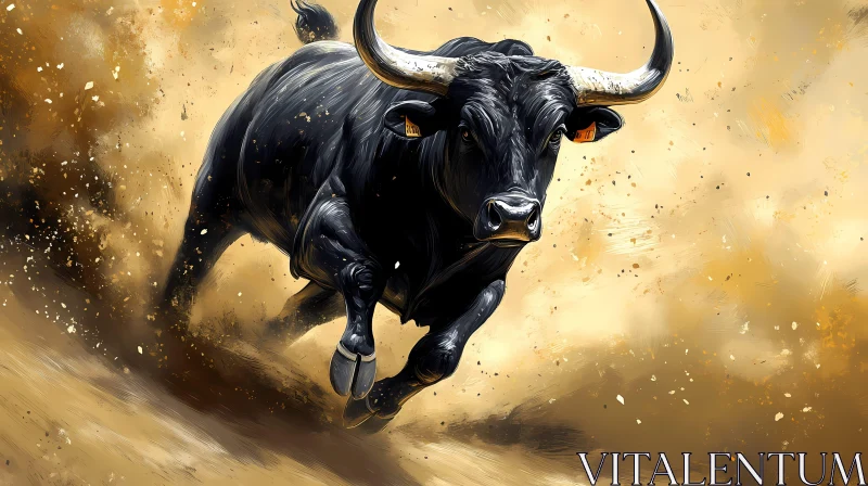 Dynamic Charging Bull in Action AI Image