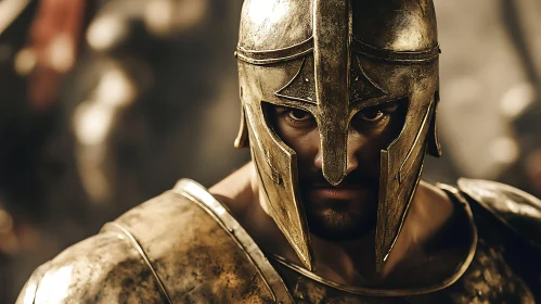 Golden Armored Warrior Portrait