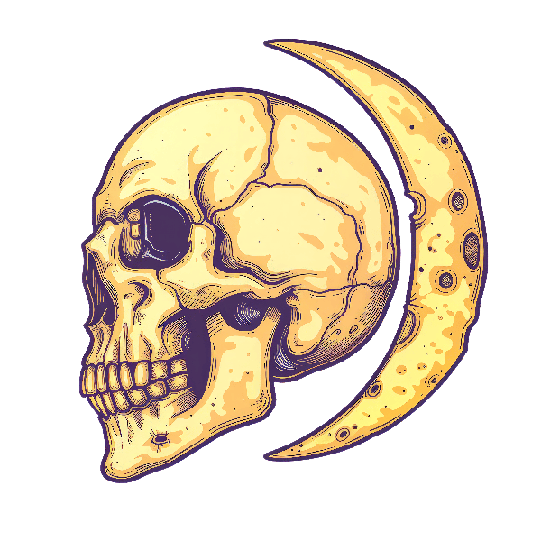 POD Design Skull with Moon Tattoo Art