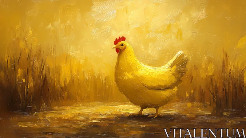 Majestic Chicken in Golden Light AI Image