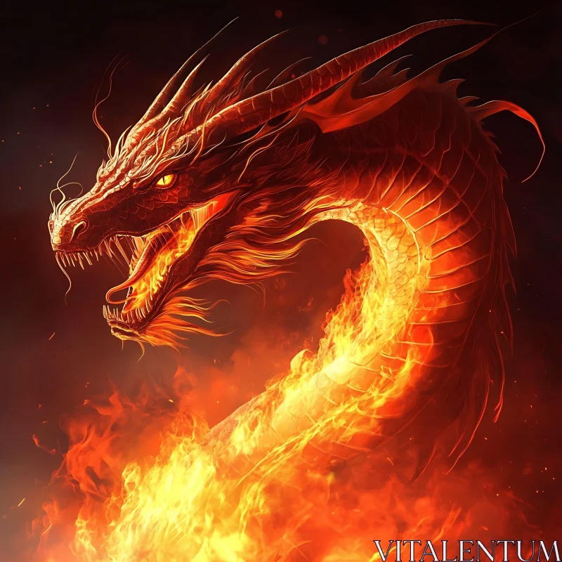 AI ART Dragon in Flames Fantasy Art