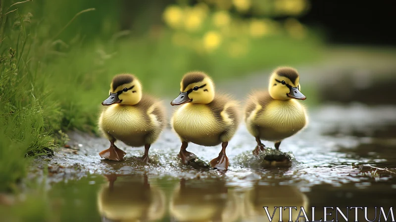 Three Ducklings in a Row AI Image