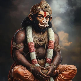 Serene Monkey God in Meditation