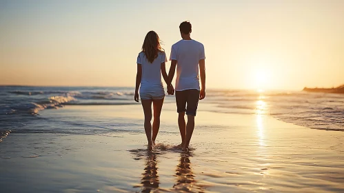 Sunset Beach Walk: A Couple's Moment