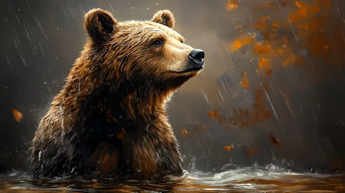 Wild Bear in Rainy Wilderness
