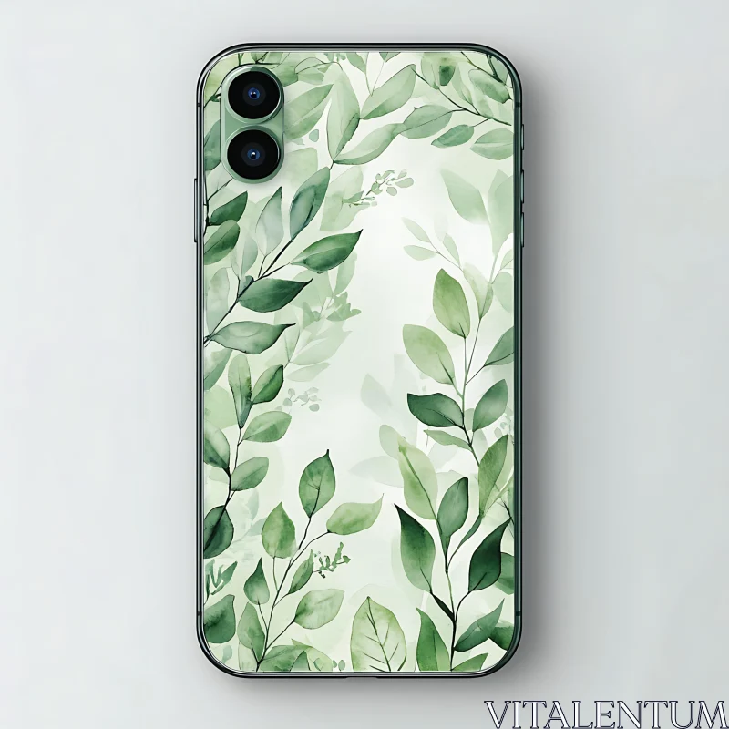 Green Botanical Phone Case AI Image