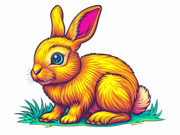 Vivid Bunny Art for Apparel POD Design