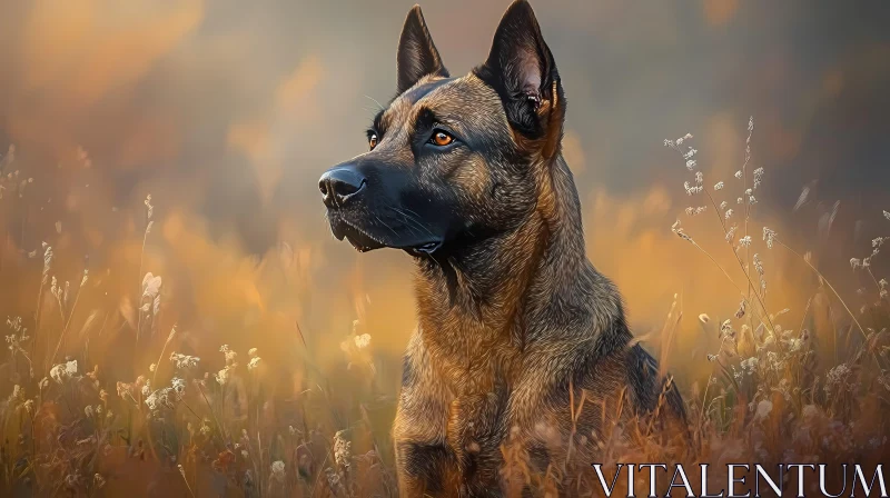 Elegant Canine in Fall Landscape AI Image