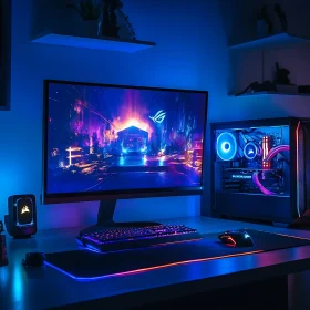 RGB Gaming PC Setup with Stunning Monitor Display