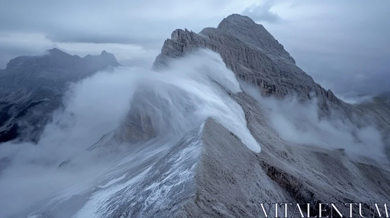 Mystical Foggy Mountain Landscape AI Image