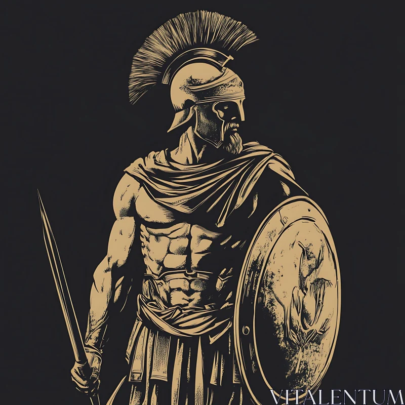 Ancient Warrior in Bronze Tones AI Image