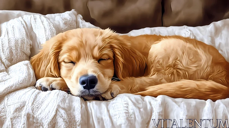 Golden Puppy Resting AI Image