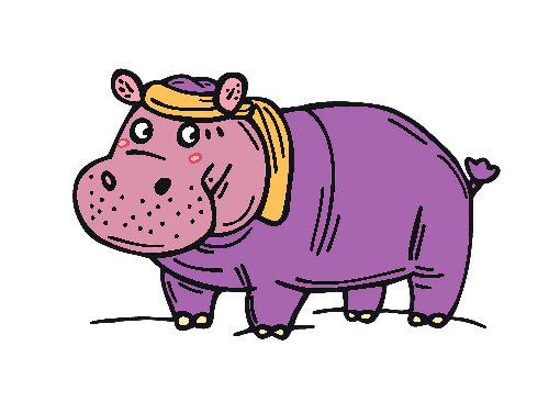 Charming Purple Hippopotamus Cartoon T-Shirt Design