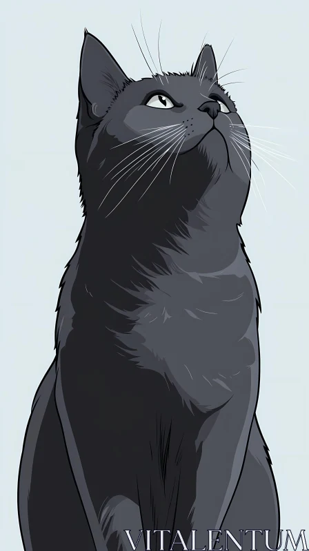 AI ART Illustration of a Black Cat