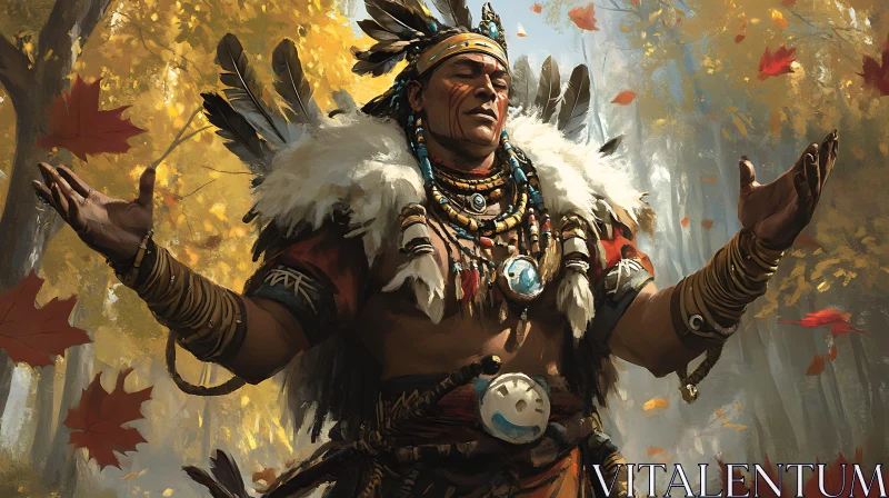 AI ART Native American Blessing in Autumnal Forest