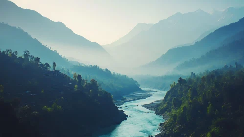 Tranquil Valley River Scene