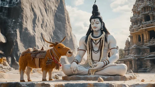 Meditative Shiva with Sacred Bull